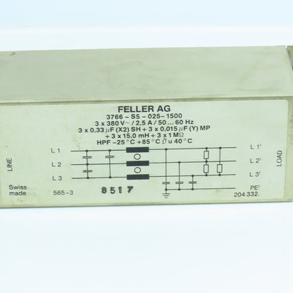 Feller AG 3766 S5 025 1500 Capacitor 3 X 380V-/2.5A 50/60Hz