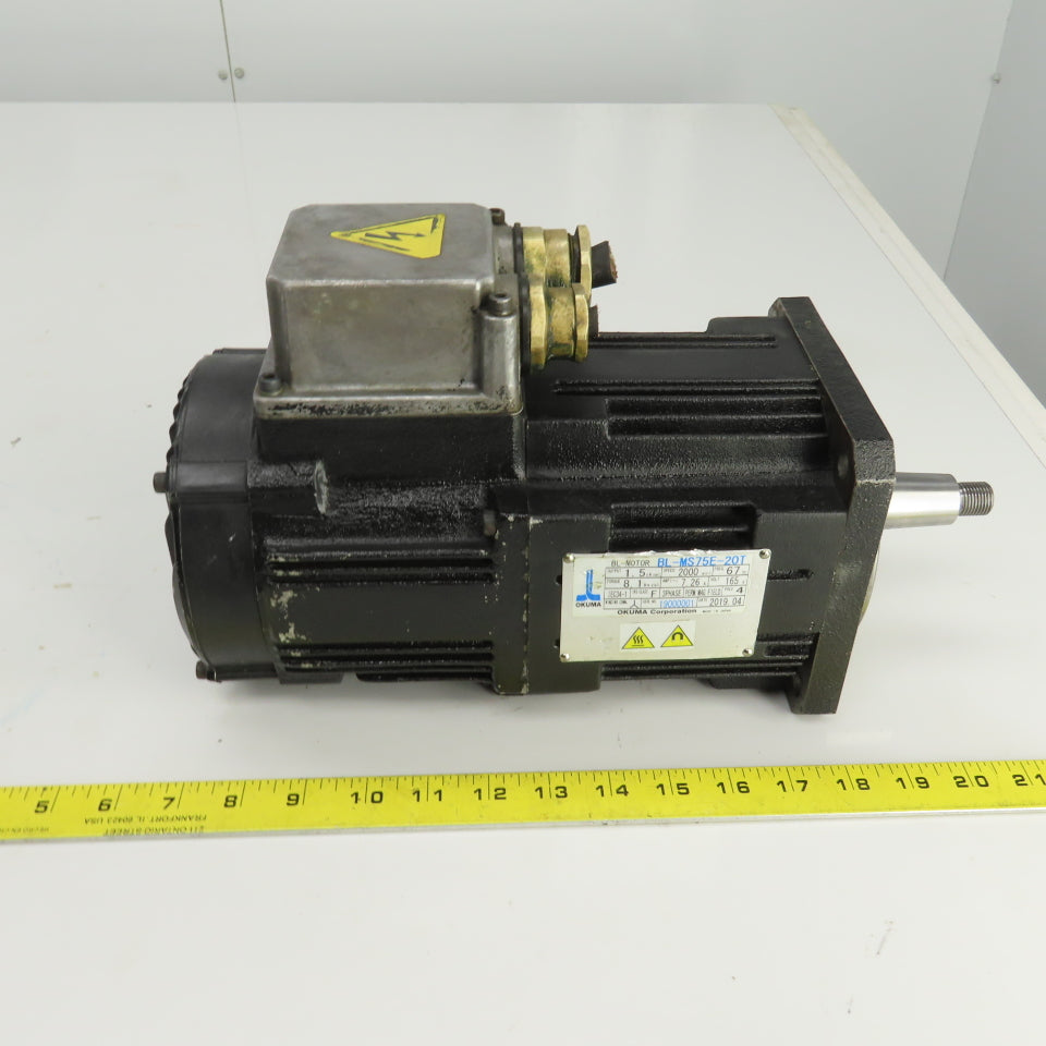 Okuma BL-MS75E-20T 1.5kW AC Servo Motor 2000 RPM 165V W/Encoder ER-FC-2048D