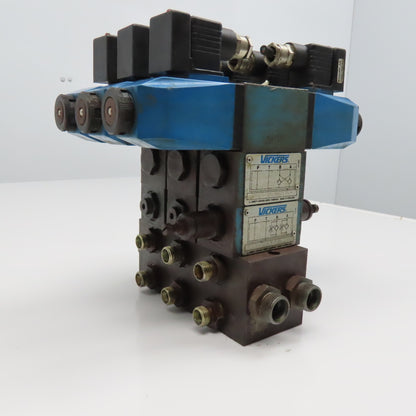Vickers DG4V-3-6C-M-U-H7 30 5/3 Way Float Center Hydraulic Valve Bank Manifold