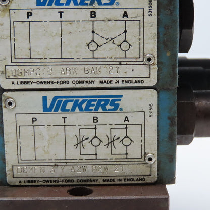 Vickers DG4V-3-6C-M-U-H7 30 5/3 Way Float Center Hydraulic Valve Bank Manifold