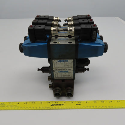 Vickers DG4V-3-6C-M-U-H7 30 5/3 Way Float Center Hydraulic Valve Bank Manifold