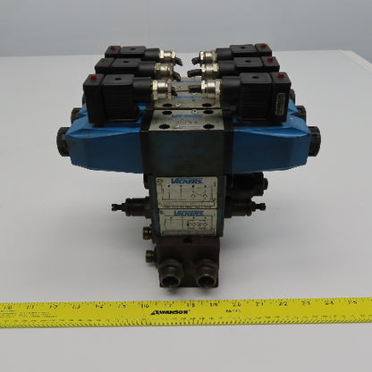 Vickers DG4V-3-6C-M-U-H7 30 5/3 Way Float Center Hydraulic Valve Bank Manifold
