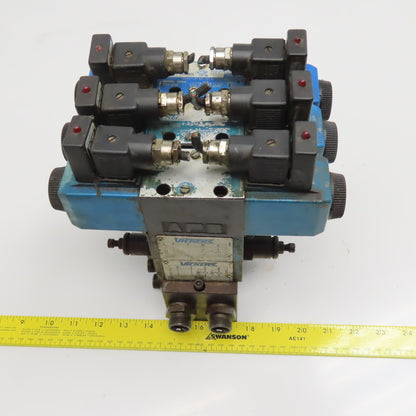 Vickers DG4V-3-6C-M-U-H7 60 5/3 Way Float Center Hydraulic Valve Bank Manifold