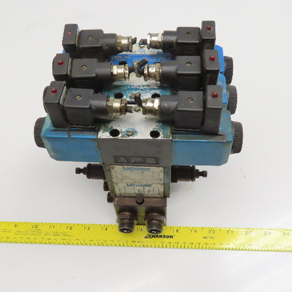 Vickers DG4V-3-6C-M-U-H7 60 5/3 Way Float Center Hydraulic Valve Bank Manifold