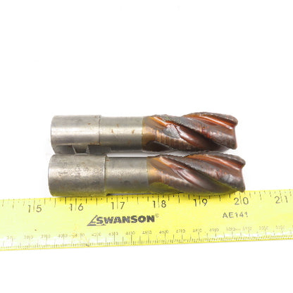 1" Diam. 4 Flute Spiral Roughing End Mill HSS 1" Weldon 2" LOC Lot Of 2