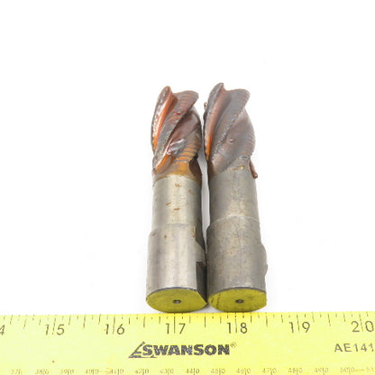 1" Diam. 4 Flute Spiral Roughing End Mill HSS 1" Weldon 2" LOC Lot Of 2