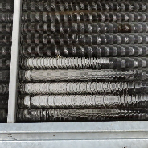 12 Pass 5/8" Tube Spiral Fin Heat Exchanger 2"NPT 18" x 99" Surface Area
