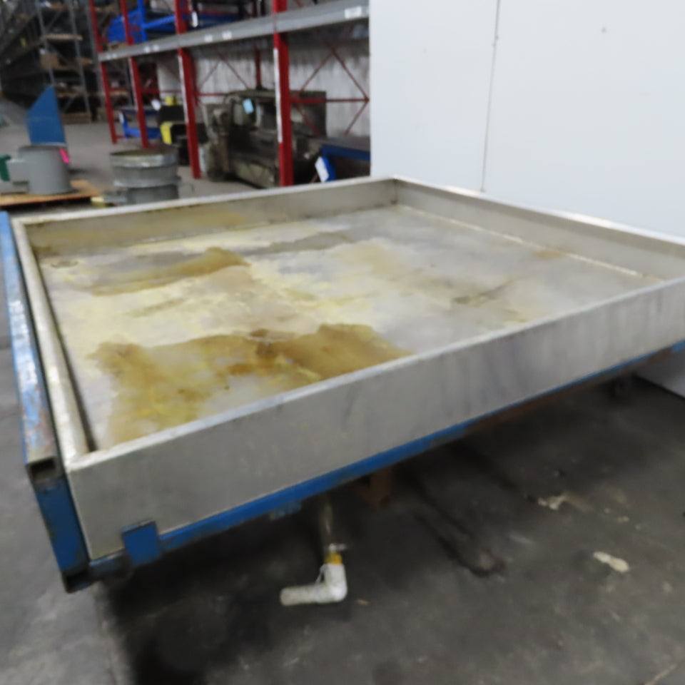 Rolling Stainless Steel Drain Catch Pan Tray 93" x 92" x 8" Deep 31" Tall