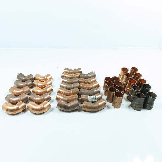 3/4" Wrot Copper 90° & 40° Elbow Sweat Fitting C x C & C x F Misc. Lot of 40