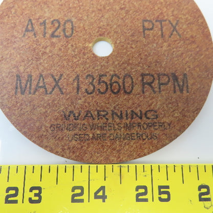 Rex Cut A120 PTX Cut Wheel 1/4" Thick PTX A120 Grit 4x1/8x3/8" Deburring Wheel