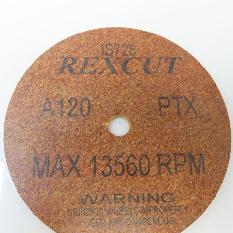 Rex Cut A120 PTX Cut Wheel 1/4" Thick PTX A120 Grit 4x1/8x3/8" Deburring Wheel
