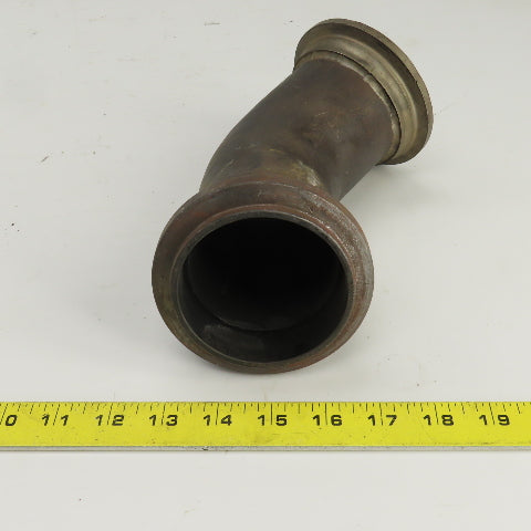 Long Steel 45° Elbow Flanged 4" OD 2-11/16" ID 8" OAL