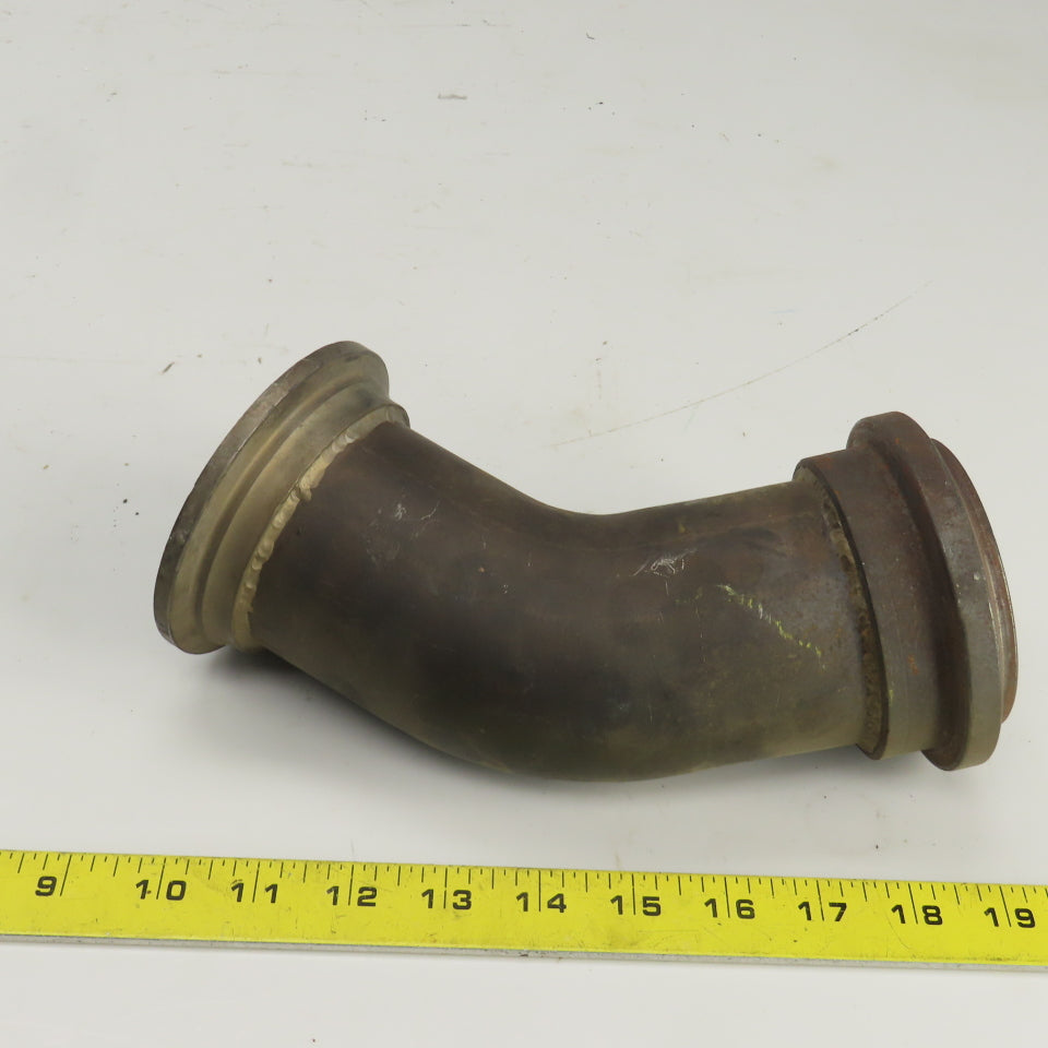 Long Steel 45° Elbow Flanged 4" OD 2-11/16" ID 8" OAL