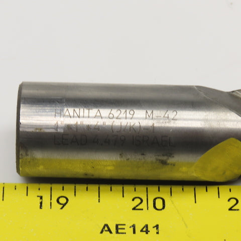 Hanita 1" Diam. 3 Flute Spiral Roughing End Mill HSS 1" Weldon 4" LOC