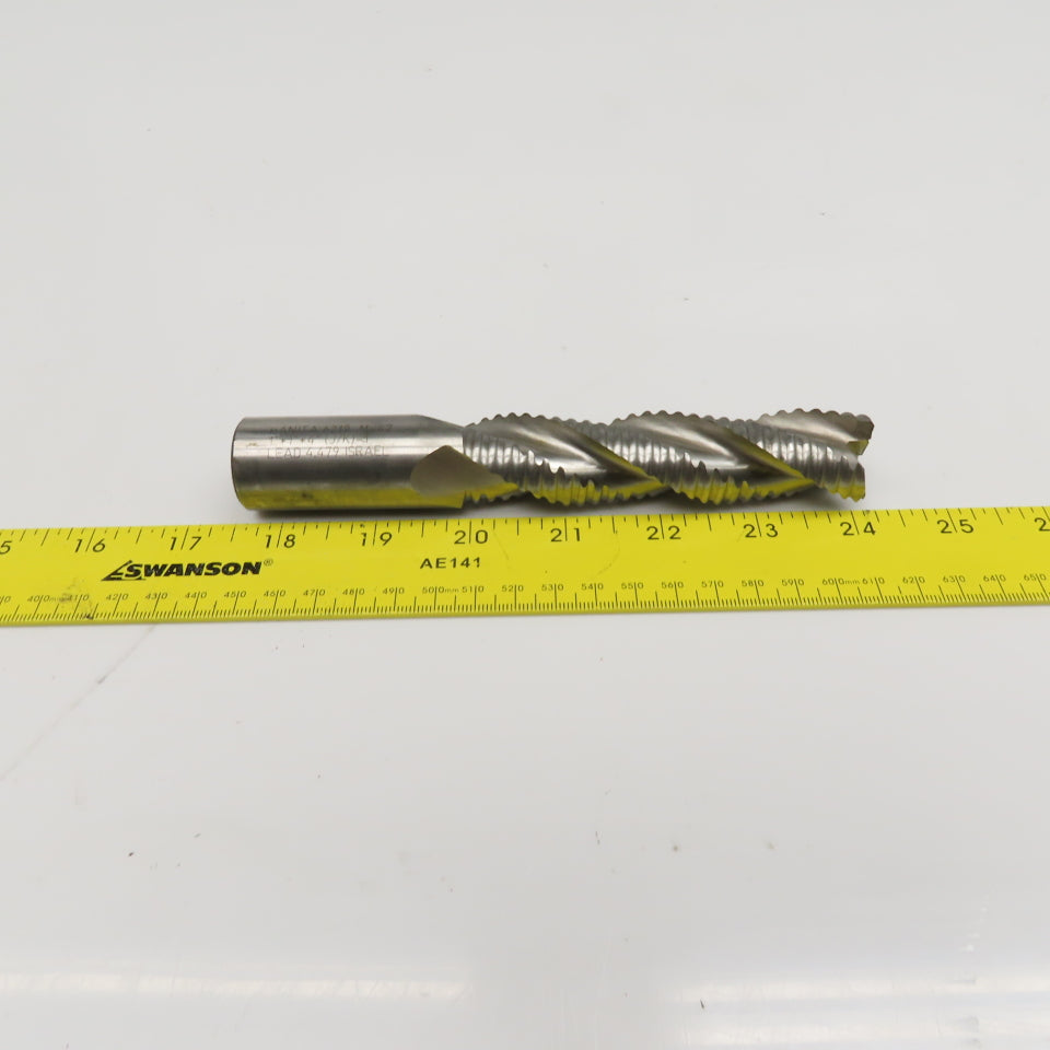 Hanita 1" Diam. 3 Flute Spiral Roughing End Mill HSS 1" Weldon 4" LOC