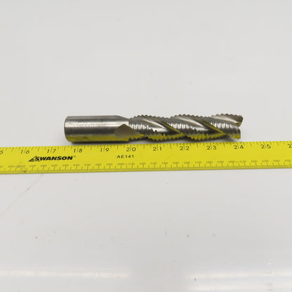 Hanita 1" Diam. 3 Flute Spiral Roughing End Mill HSS 1" Weldon 4" LOC