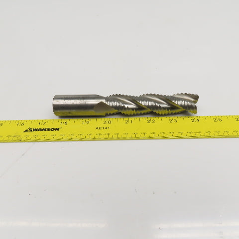 Hanita 1" Diam. 3 Flute Spiral Roughing End Mill HSS 1" Weldon 4" LOC