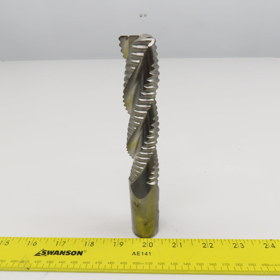 Hanita 1" Diam. 3 Flute Spiral Roughing End Mill HSS 1" Weldon 4" LOC