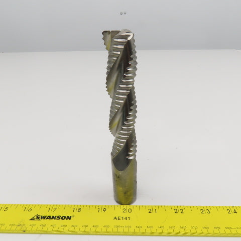 Hanita 1" Diam. 3 Flute Spiral Roughing End Mill HSS 1" Weldon 4" LOC