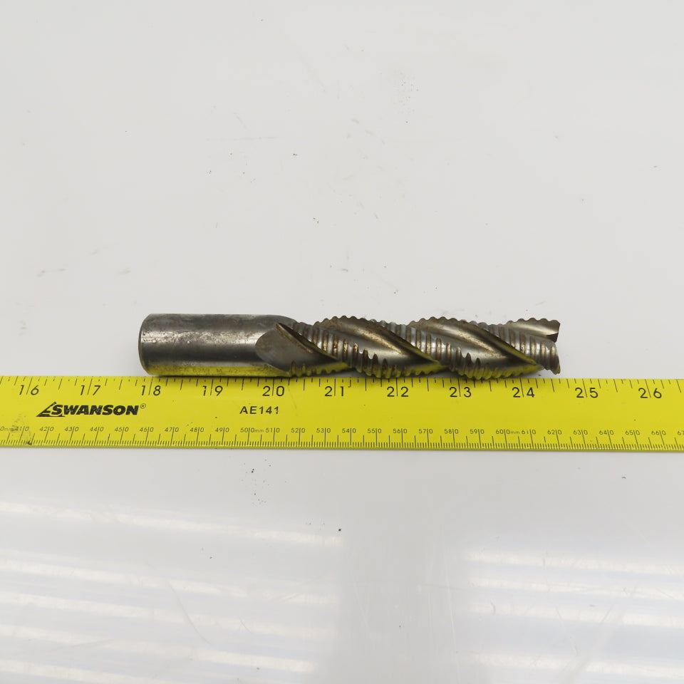 Hanita 1" Diam. 3 Flute Spiral Roughing End Mill HSS 1" Weldon 4" LOC