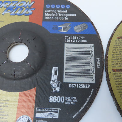 Norton DC7125NZP NorZon Plus 7x1/8x7/8" Depressed Center Cutting Wheel Lot of 3