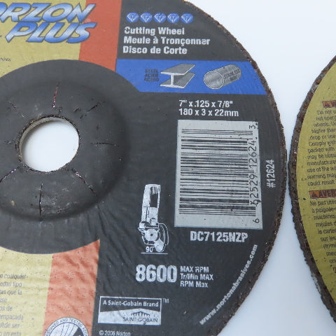Norton DC7125NZP NorZon Plus 7x1/8x7/8" Depressed Center Cutting Wheel Lot of 3