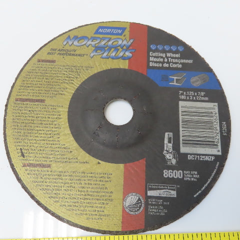 Norton DC7125NZP NorZon Plus 7x1/8x7/8" Depressed Center Cutting Wheel Lot of 3