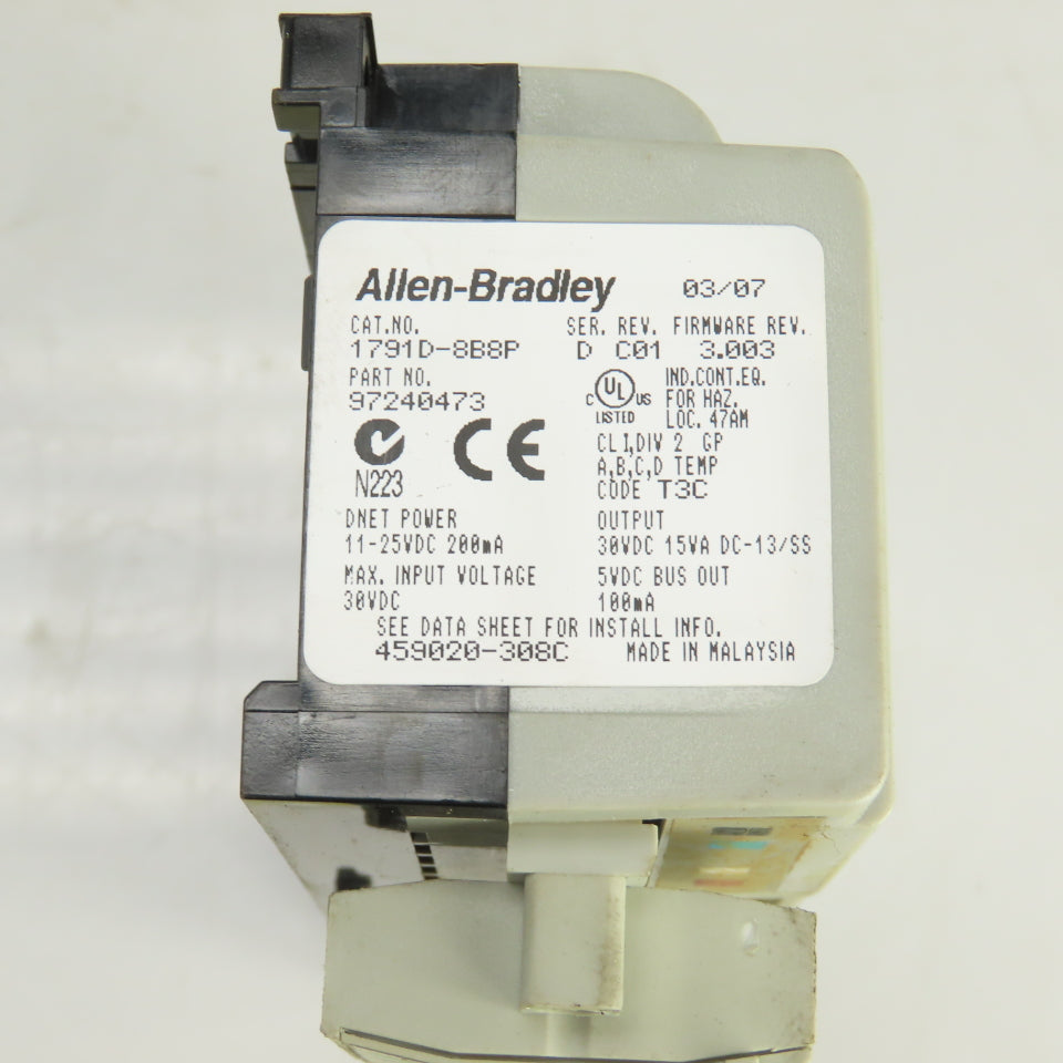 Allen Bradley 1791D-8B8P Ser. D Compact Block I/O Module Rev C01 Firm Rev 3.003