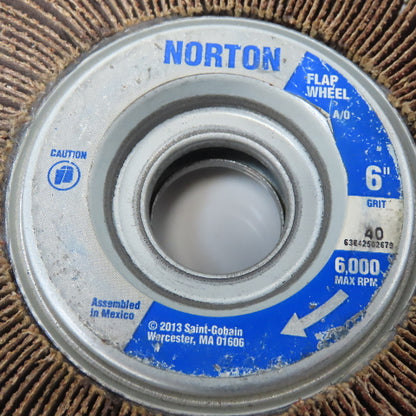 Norton Flap Wheel 6" x 1" x 1"Arbor  40 Grit