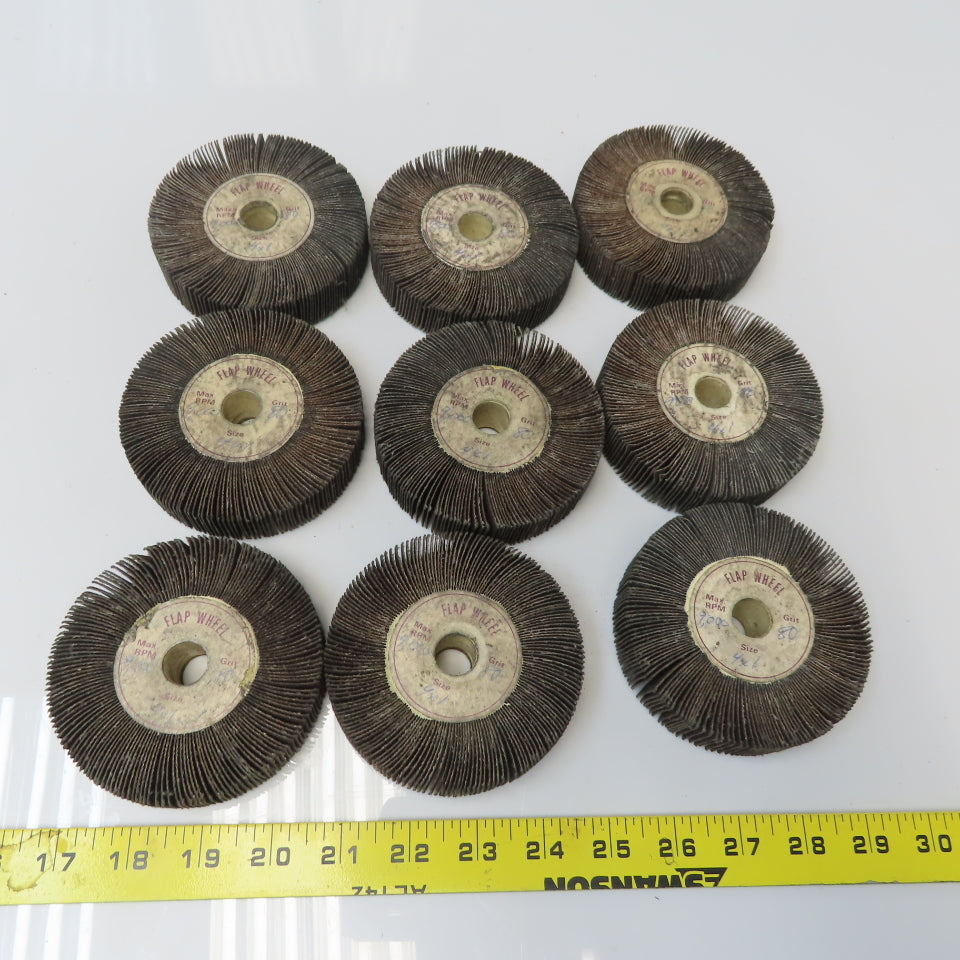 Flap Wheel 4" x 1" x 5/8"Arbor  80 Grit Lot of 9