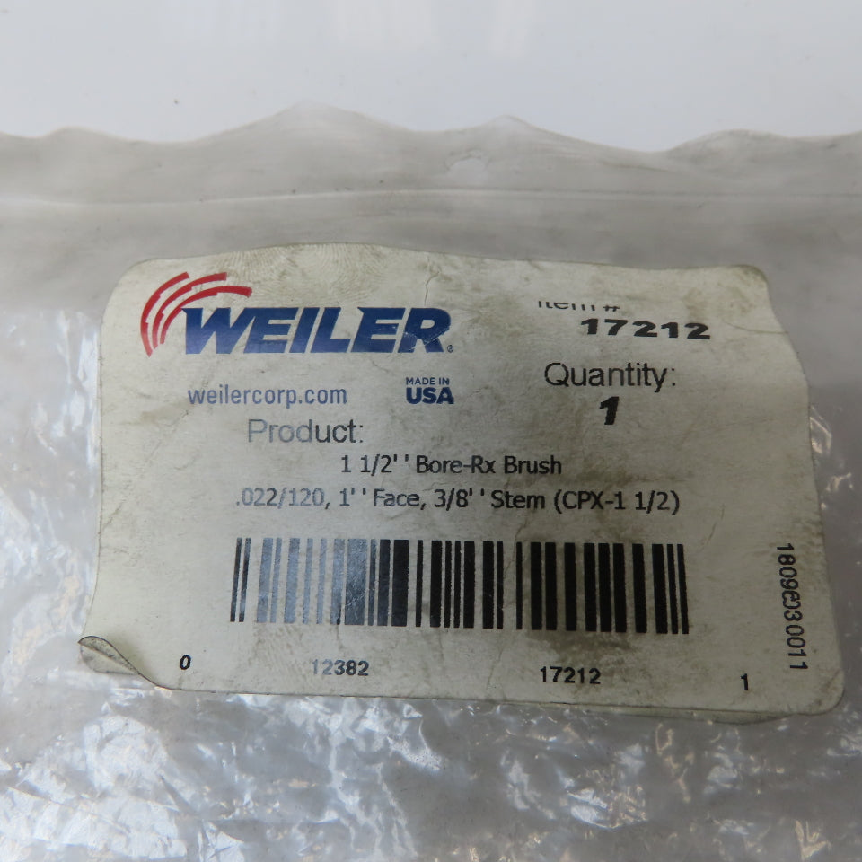Weiler 17212 Wheel Brush 1-1/2 Wheel Dia 1" Face Width 0.026" Wire Dia Crimped"