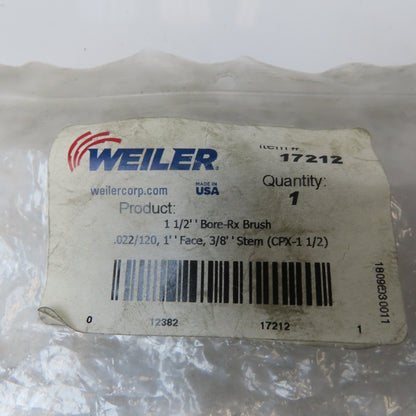 Weiler 17212 Wheel Brush 1-1/2 Wheel Dia 1" Face Width 0.026" Wire Dia Crimped"
