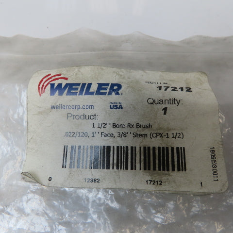 Weiler 17212 Wheel Brush 1-1/2 Wheel Dia 1" Face Width 0.026" Wire Dia Crimped"