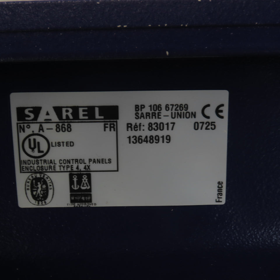 Sarel A-868 15-3/4" x 11-3/4" x 5" Electrical Enclosure W/Backplate Type 4,4X