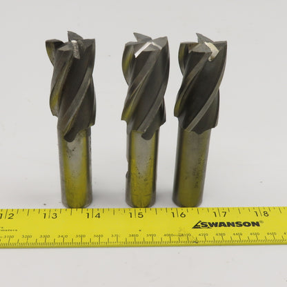 1" Diam. 4 Flute Spiral End Mill HSS 3/4" Weldon 2" LOC Lot Of 3