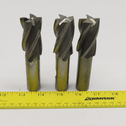 1" Diam. 4 Flute Spiral End Mill HSS 3/4" Weldon 2" LOC Lot Of 3
