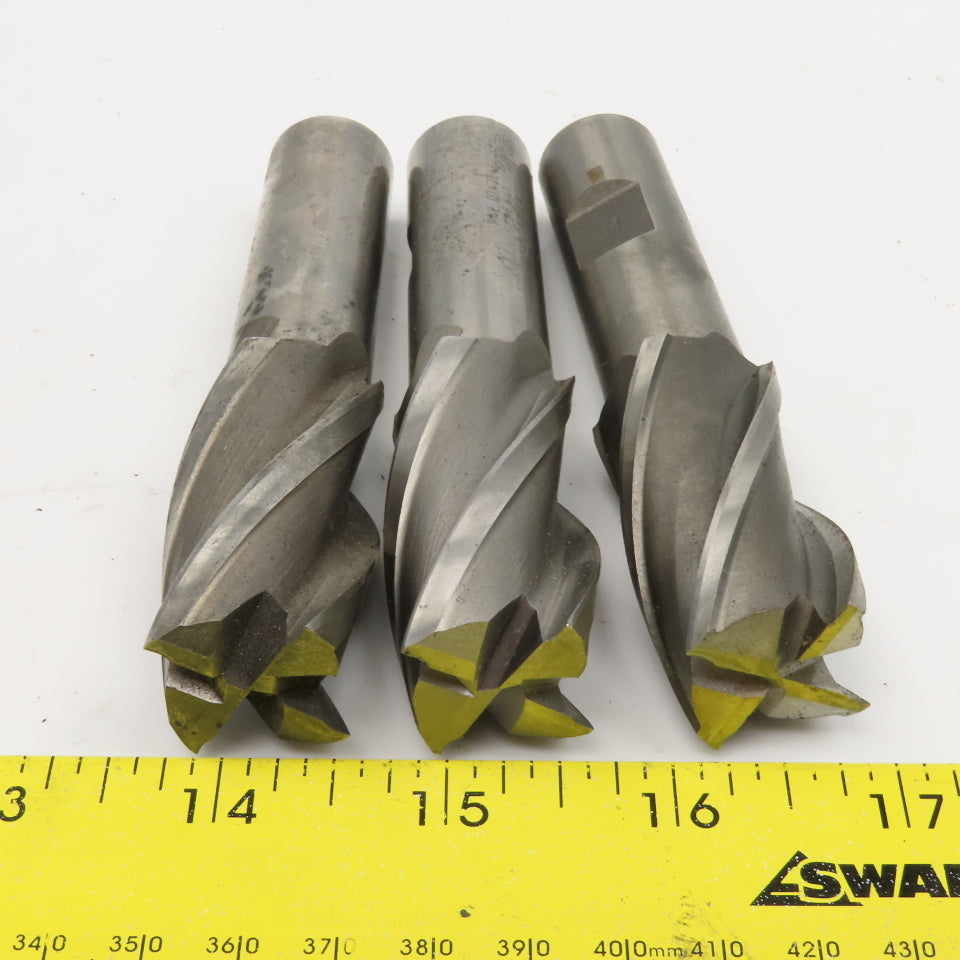 1" Diam. 4 Flute Spiral End Mill HSS 3/4" Weldon 2" LOC Lot Of 3