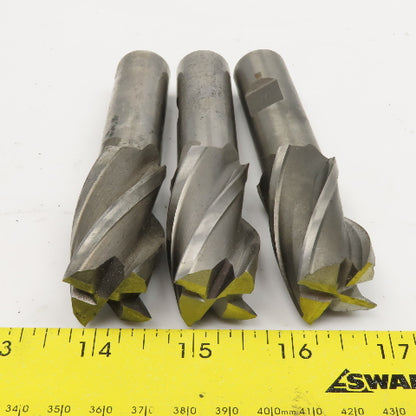1" Diam. 4 Flute Spiral End Mill HSS 3/4" Weldon 2" LOC Lot Of 3