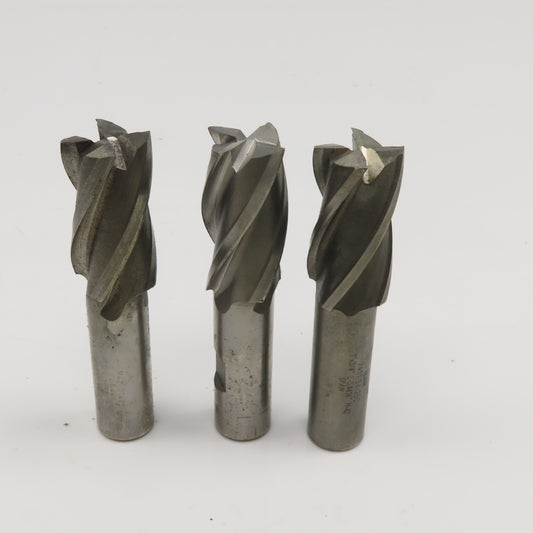 1" Diam. 4 Flute Spiral End Mill HSS 3/4" Weldon 2" LOC Lot Of 3