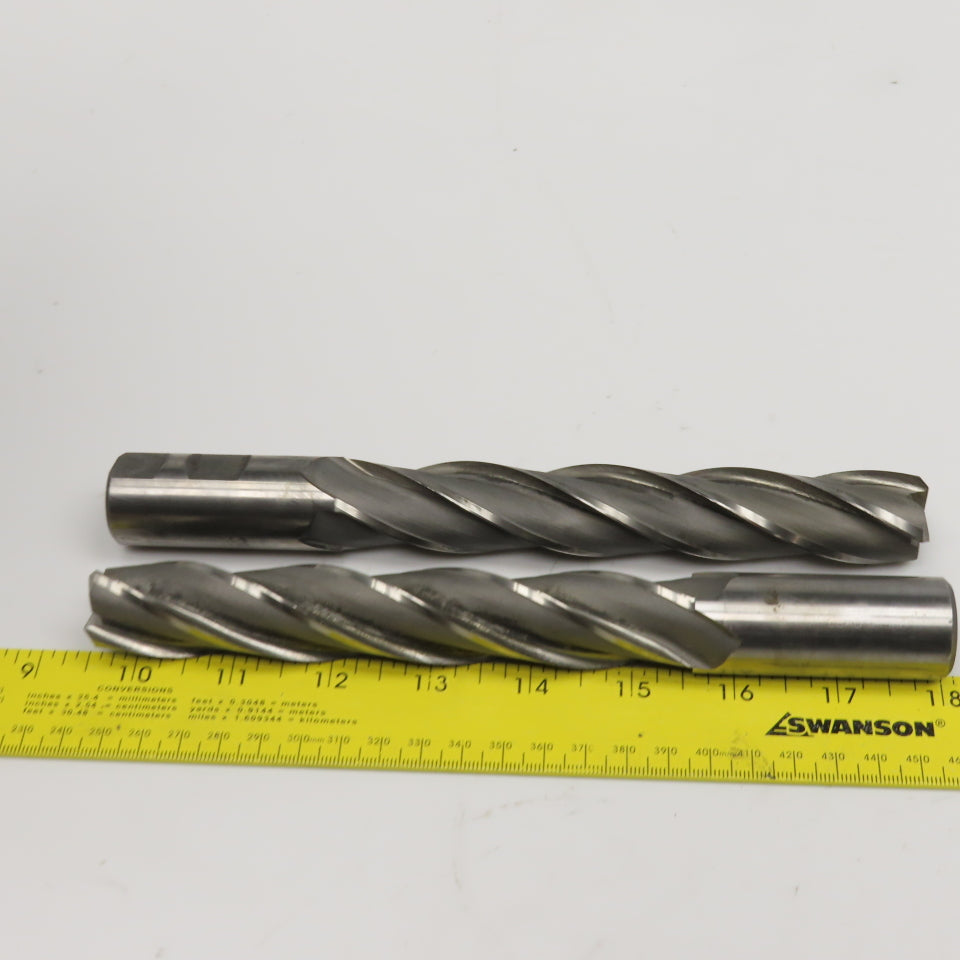 Hertel .9650" Diam 4 Flute Spiral End Mill HSS 1" Weldon 6" LOC Lot Of 2