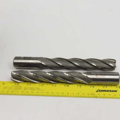 Hertel .9650" Diam 4 Flute Spiral End Mill HSS 1" Weldon 6" LOC Lot Of 2