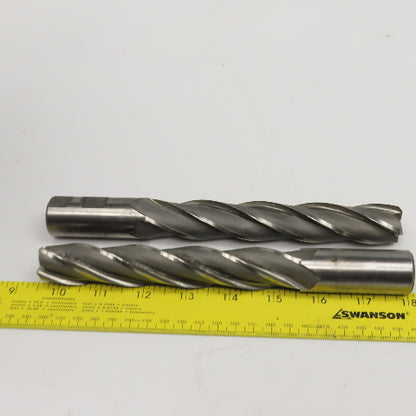 Hertel .9650" Diam 4 Flute Spiral End Mill HSS 1" Weldon 6" LOC Lot Of 2