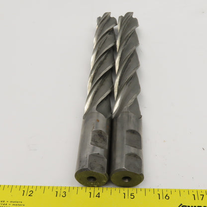 Hertel .9650" Diam 4 Flute Spiral End Mill HSS 1" Weldon 6" LOC Lot Of 2