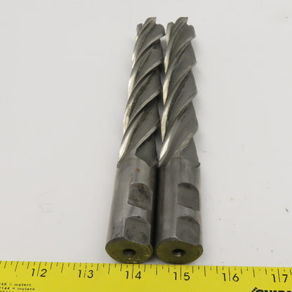 Hertel .9650" Diam 4 Flute Spiral End Mill HSS 1" Weldon 6" LOC Lot Of 2