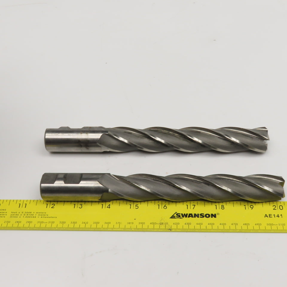 Hertel .9650" Diam 4 Flute Spiral End Mill HSS 1" Weldon 6" LOC Lot Of 2