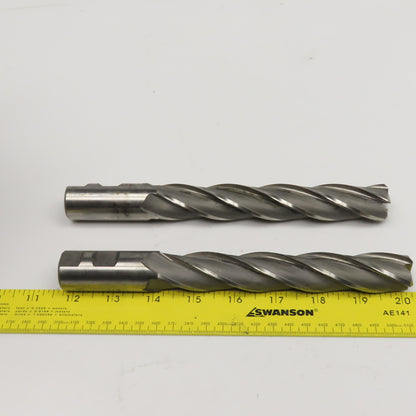 Hertel .9650" Diam 4 Flute Spiral End Mill HSS 1" Weldon 6" LOC Lot Of 2
