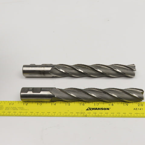 Hertel .9650" Diam 4 Flute Spiral End Mill HSS 1" Weldon 6" LOC Lot Of 2