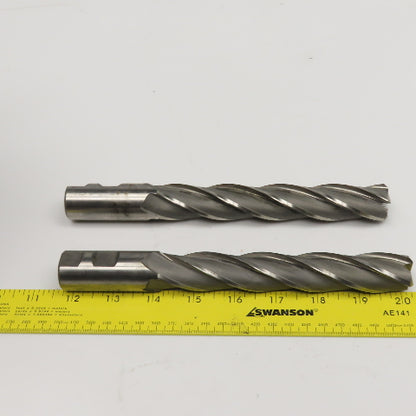 Hertel .9650" Diam 4 Flute Spiral End Mill HSS 1" Weldon 6" LOC Lot Of 2