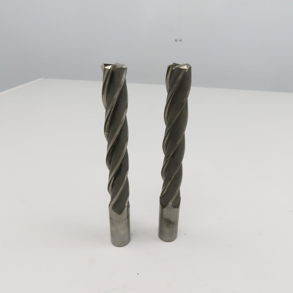 Hertel .9650" Diam 4 Flute Spiral End Mill HSS 1" Weldon 6" LOC Lot Of 2