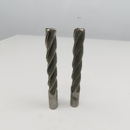 Hertel .9650" Diam 4 Flute Spiral End Mill HSS 1" Weldon 6" LOC Lot Of 2
